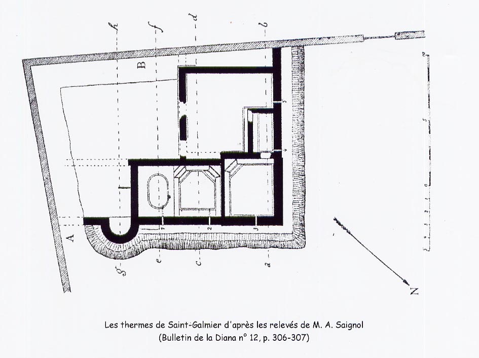 Plan des thermes de Saint-Galmier (XIXe, La Diana)